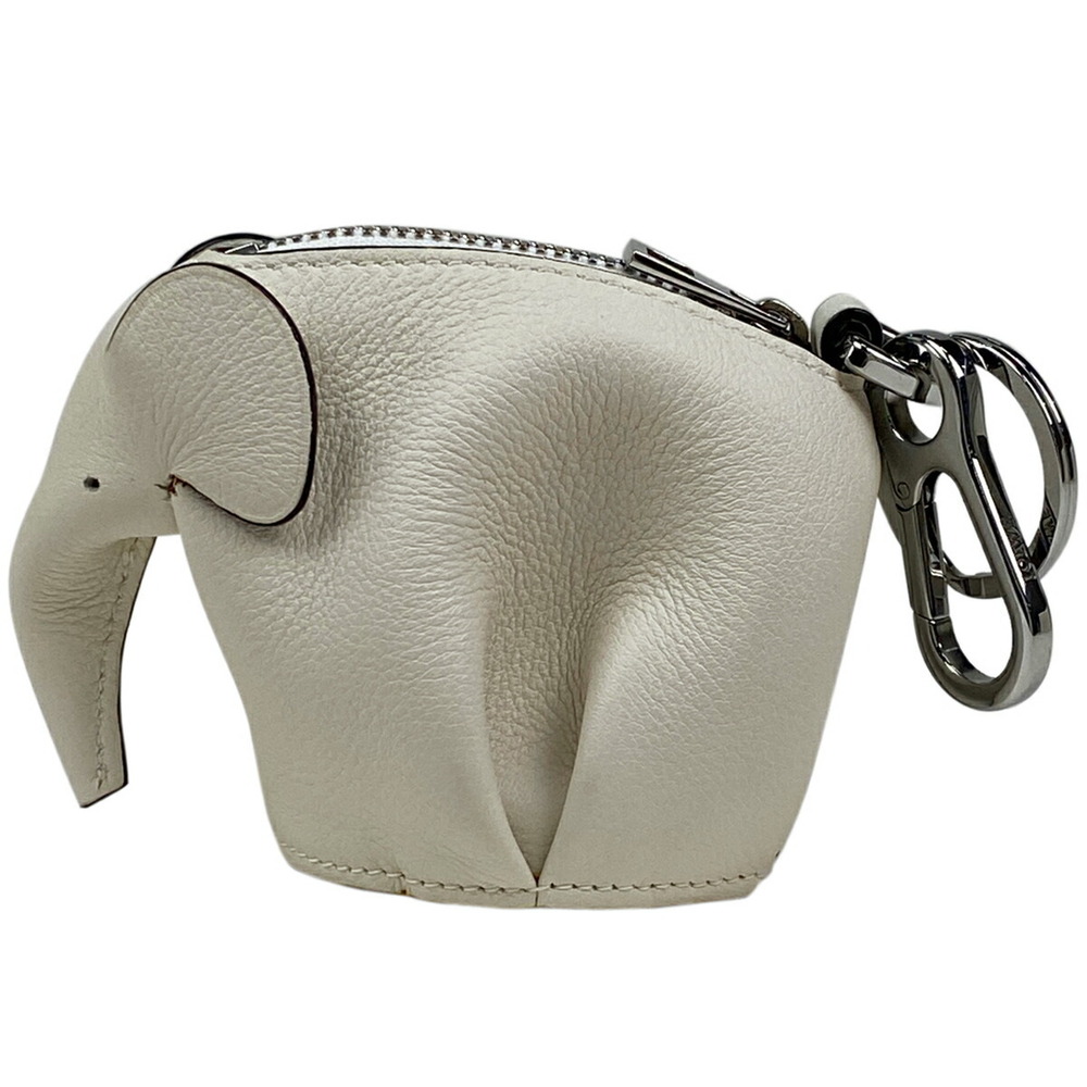 Loewe logo charm elephant coin case bag leather white